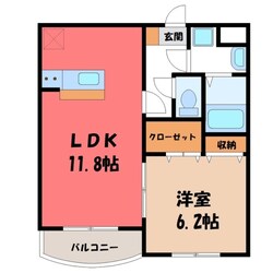 宇都宮駅 徒歩50分 1階の物件間取画像